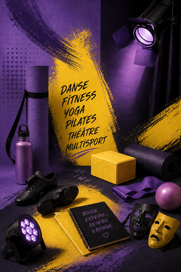 Illustration d'accessoires reprenant les activités de l'association.